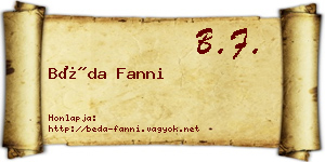 Béda Fanni névjegykártya