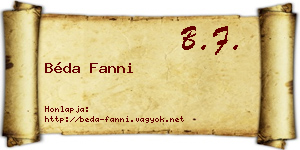 Béda Fanni névjegykártya